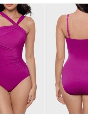 Miraclesuit 10 Swimsuit Rock Solid Europa One-Piece Framboise Pink NEW NWT $188